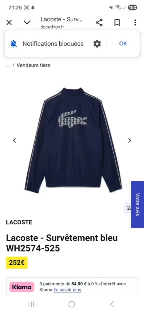 Surevetement lacoste