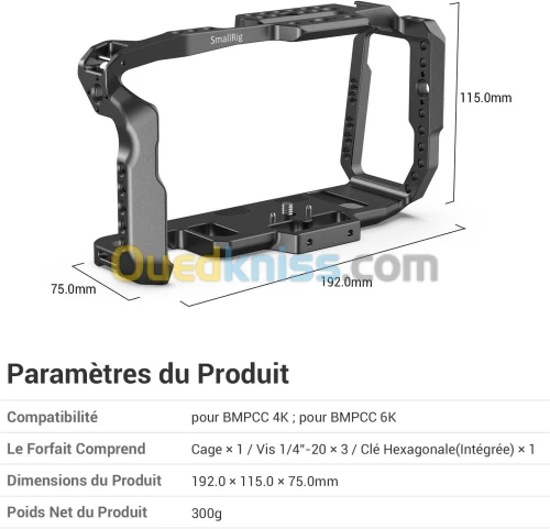 SMALLRIG BMPCC 4K et BMPCC 6K Cage pour Blackmagic Pocket Cinema Camera 4K et 6K - 2203B
