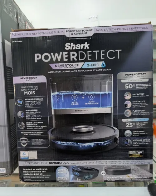 Shark PowerDetect 2-en-1 Aspirateur Lavage, Autovideur Autoremplissage 60 Jours, ,NeverStuck ,Wi-FI