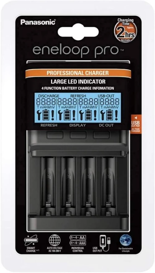 Chargeur de Piles Pro Panasonic  BQCC65 4X AA/AAA Noir