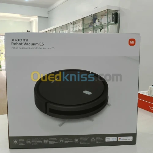 Robot Aspirateur Laveur E5 Noir robot intelligent WiFi,Autonomie 110 Min,Contrôl par Application