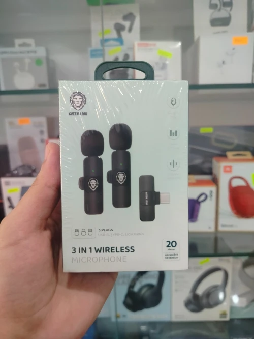 Microphone cravate greenlion , deux microphone, 1 adaptateur TYPE C/  1 adaptateur Iphone (lightning),