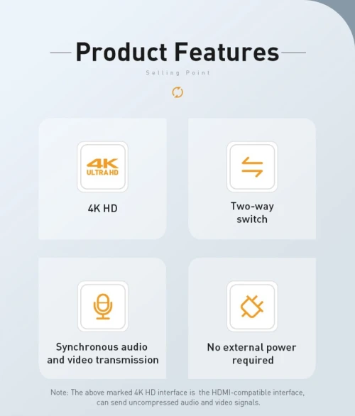 Hdmi switch baseus en aluminium 4k