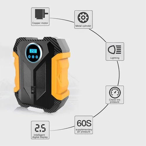 Gonfleur de pneus numérique avec manomètre et lumière LED 150 PSI