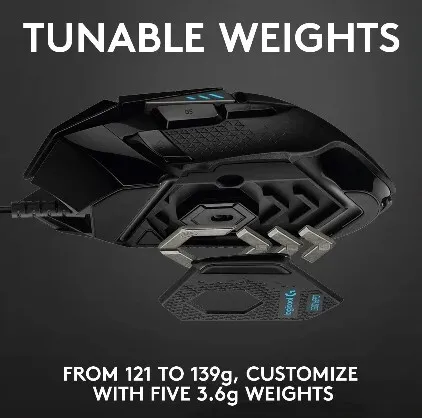 GAMING MOUSE LOGITECH G502 HERO LIGHTSYNC BLACK 11BOUTON