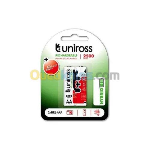 Uniross 2 Piles Rechargeables AA/HR6 2500 NIMH HYBRIO, 1.2V