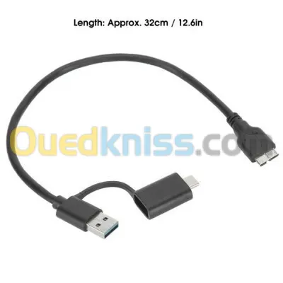 CABLE Adaptateur DISQUE DUR EXTERNE TO USB 3.0, USB TYPE C