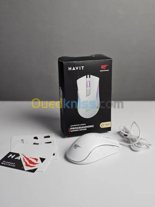 SOURIS GAMER USB HAVIT GAMENOTE MS1034 BLANC PROGRAMBLE 800 DPI RGB