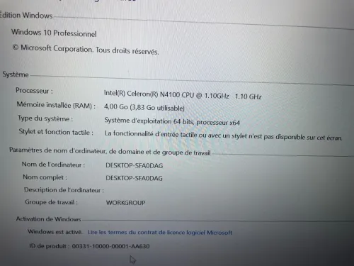 arrivage de france laptop jamais utilisé jdid état 10/10 batterie 100% Unowhy Y13