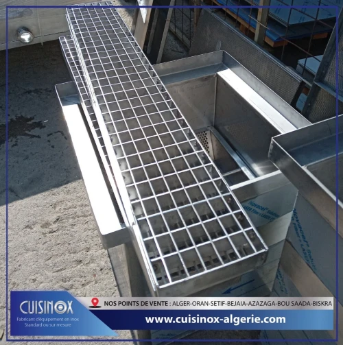 Caniveaux a grille et siphon en inox قنوات شبكية وسيفون من الفولاذ المقاوم للصدأ