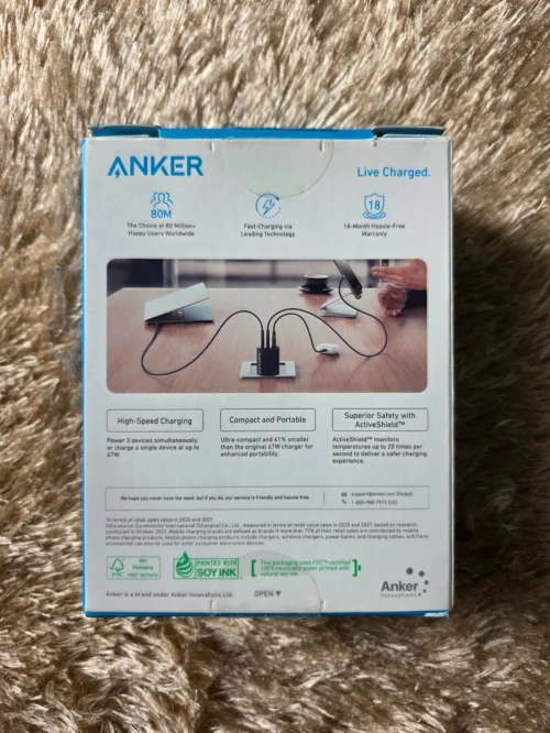 Chargeur anker 67w 3 port