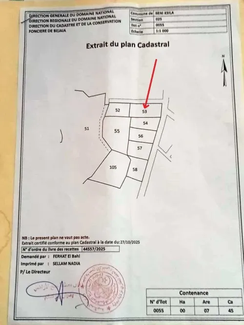 Vente Terrain Béjaïa Beni ksila