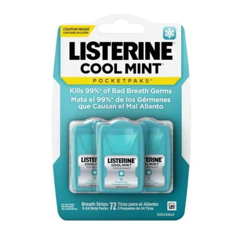 LISTERINE Pastille Rafraichissante Pour L'Haleine Elimine 99% Des Germes 72 Bandes