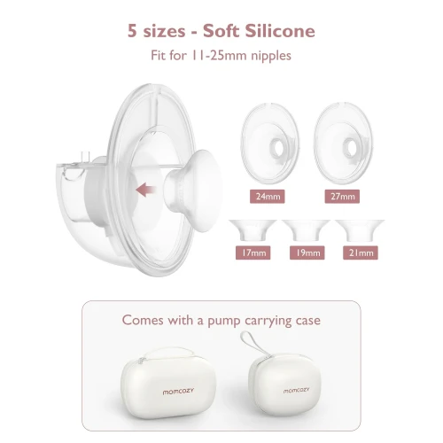 Tire-lait portable tout-en-un Momcozy M5, tire-lait électrique mains libres, bride scellée double avec 3 modes et 9 niveaux, rose