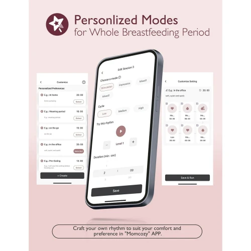 Momcozy Tire-Lait Mains Libres Flux Mobile / M9, Contrôle Discret via Application avec Multi-Modes Personnalisés et 15 Niveaux, Tire-Lait Portable 24mm
