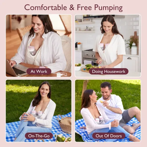 Momcozy Tire-Lait Mains Libres S12 Pro Portable, Pompe Double Sans Fil avec Bride DoubleFit Confortable
