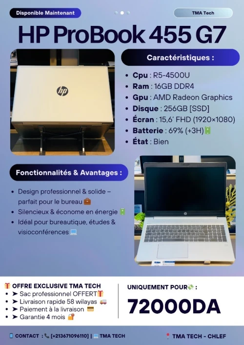 [VENDU] HP ProBook 455 G7  R5-4500U 16/256