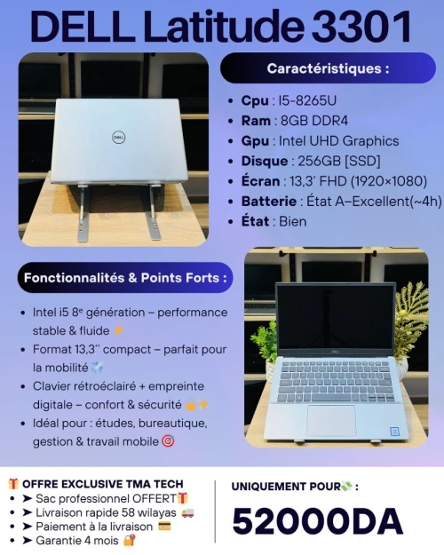 [VENDU] DELL Latitude 3301  I5-8265U 8/256