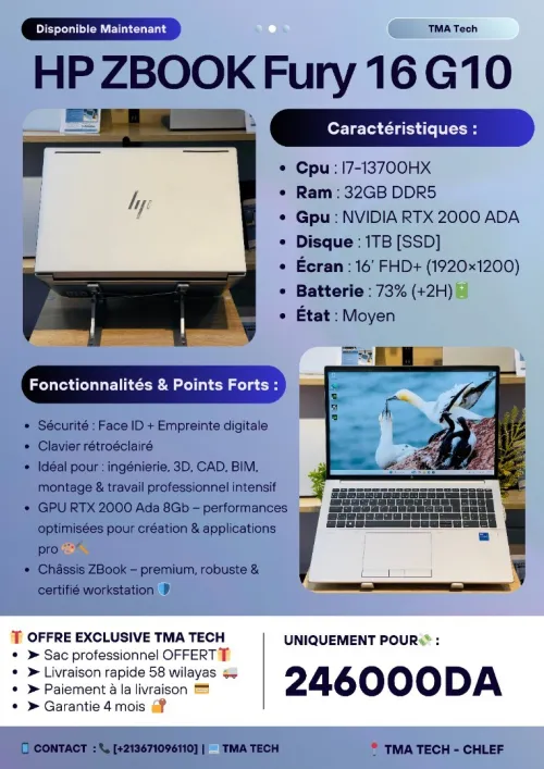 [VENDU] HP ZBOOK Fury 16 G10  I7-13700HX  32/1T  RTX 2000 ADA