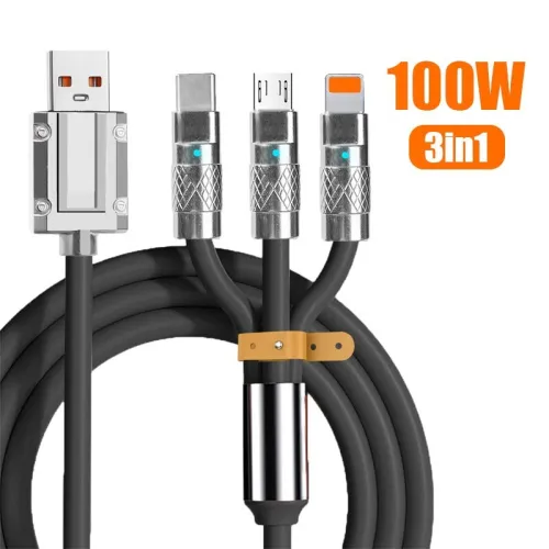 Câble de Charge 3-en-1 100W  Puissant pratique et indispensable !