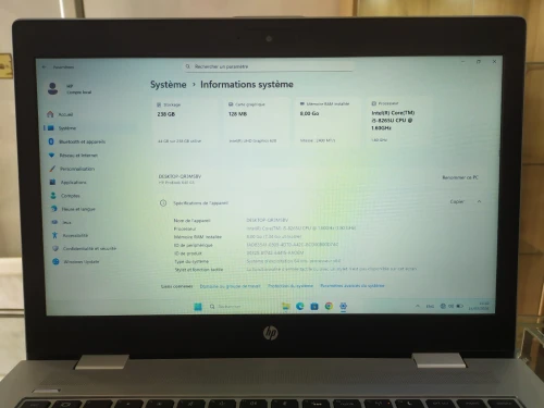 HP Probook 640 i5 8eme 8/256 SSD HD Magasin