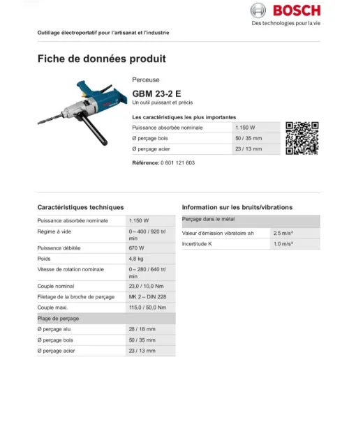 Perceuse de charpente 1150W GBM 23-2 E BOSCH تواصلوا معنا عبر الواتساب المذكورفي الأسفل