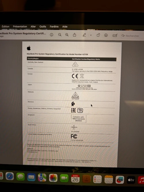MacBook Pro 13 pouces (modèle 2019-15,4)