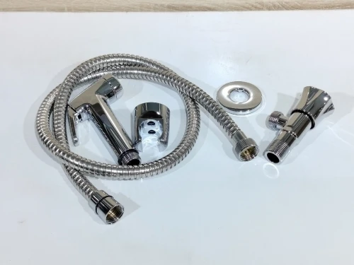 Douchette WC - Bidet complet Noir / Blanc / Inox - Kit avec flexible