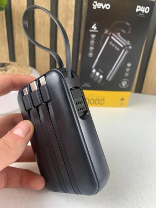 Power Bank Fast Charge Gevo 10000mAh avec Cable intégré LCD Screen / باور بانك