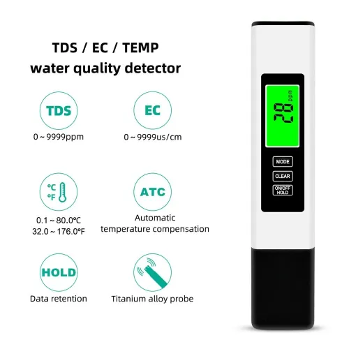 Conductimètre 3 en 1 TDS|Temp|EC