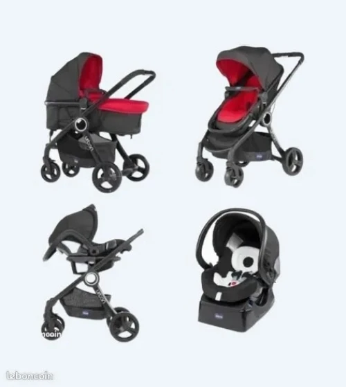 Poucette urban plus chicco trio + Siège auto bébé original هابطة كابة made in Italy 