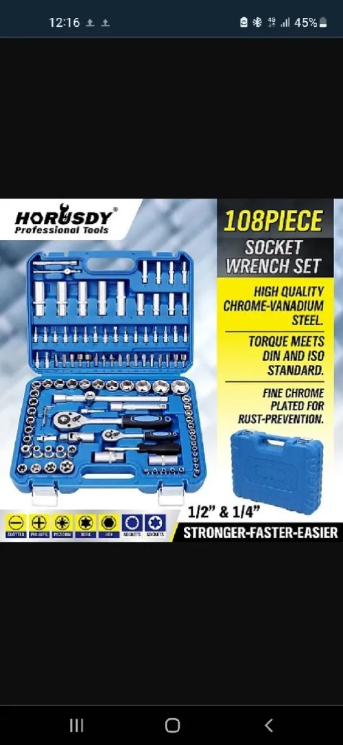 Caisse A Outils Douille cliquet 108 Pcs 6PT GS OPTIMUS
