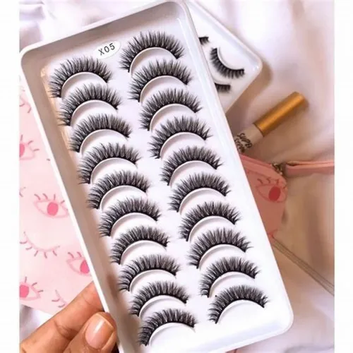 Eyelashes False Lashes Natural Look Transparent Band 10 Pairs