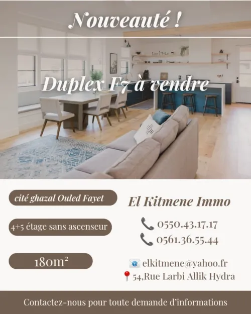 Vente Appartement Duplex F7 Alger Ouled fayet