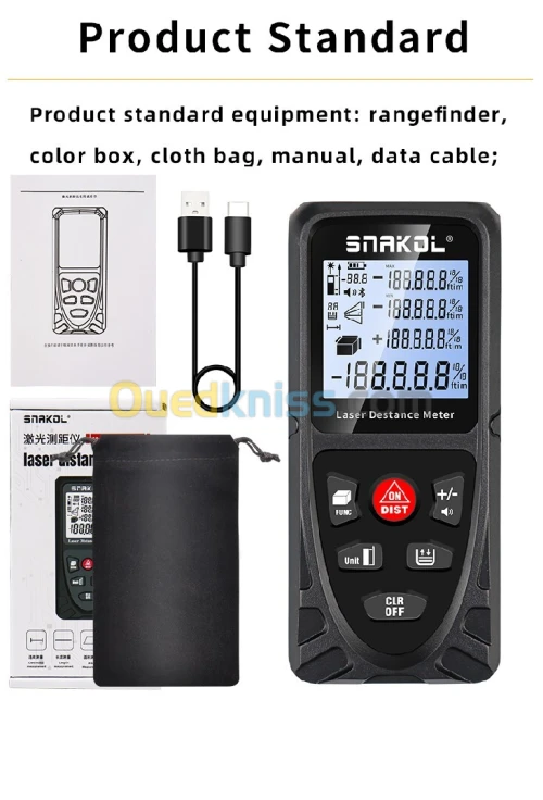 Metre laser 120m batterie rechargeable 