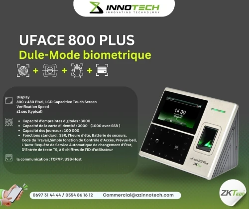 POINTEUSE BIOMETRIQUE FACIAL zkteco  (K40/K50/K60/50PRO/MB160/MB360/MB560/UFACE800PRO)