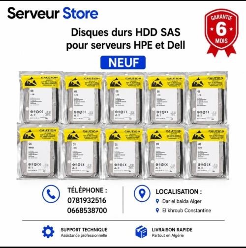 Nouveau disques HDD SAS pour serveur (1.8 Tb, 1.2 Tb, 1 Tb, 900 gb, 600 gb )