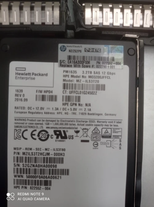 Disque serveur SSD SAS ( 3.84 Tb,1.92 Tb,1.6 Tb,960 gb, 800 gb, 480 gb)