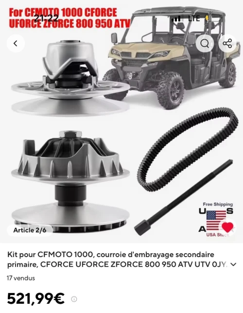 Kit de courroie d'assemblage d'embrayage secondaire primaire, pour CFMOTO Force 1000 ZForce 1000 UForce 1000 800XC 850XC ATV SSV UTV