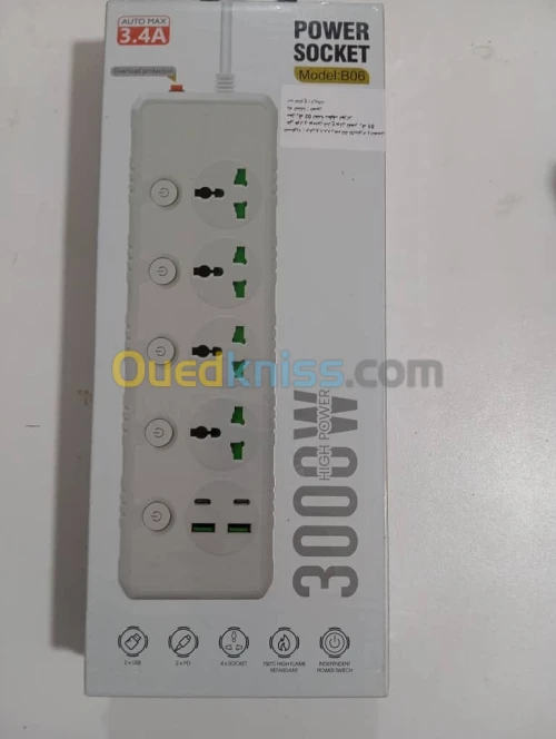Multiprise 4 prise 2 Usb 2 Type C 3000w