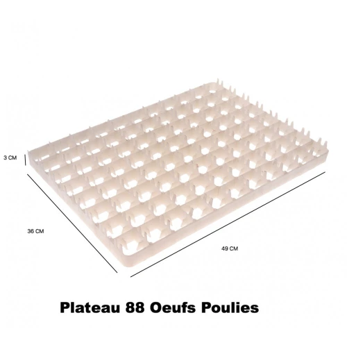 Plateau à oeufs d'incubation pour 88 œufs de poule