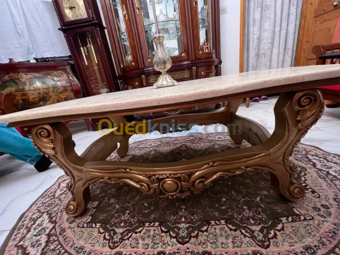 Table basse marbré et bois