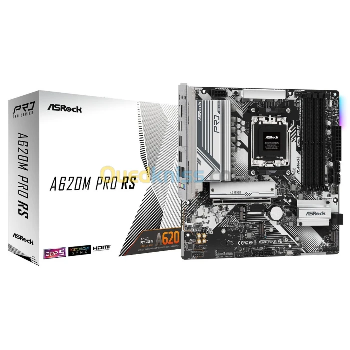 ASROCK A620M PRO RS AM5 AMD A620 - 4X DDR5 - M.2 PCIE 4.0 - USB 3.0 - PCI-EXPRESS 4.0 16X