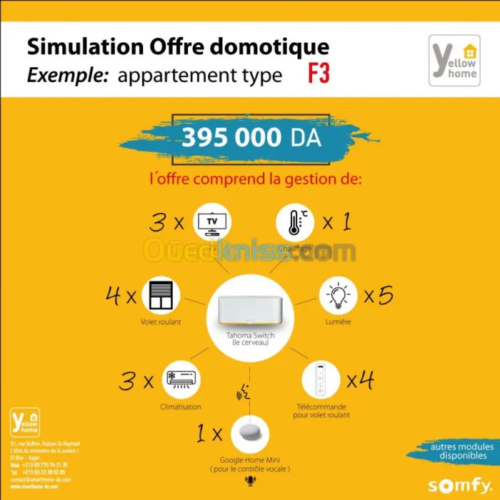 Offre domotique Somfy exemple F3 maison intelligente