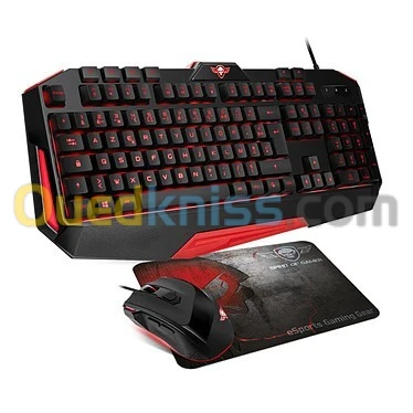 PACK SPIRIT OF GAMER PRO-MK3 ENSEMBLE POUR GAMER AVEC CLAVIER FILAIRE AVEC RÉTRO-ÉCLAIRAGE ROUGE