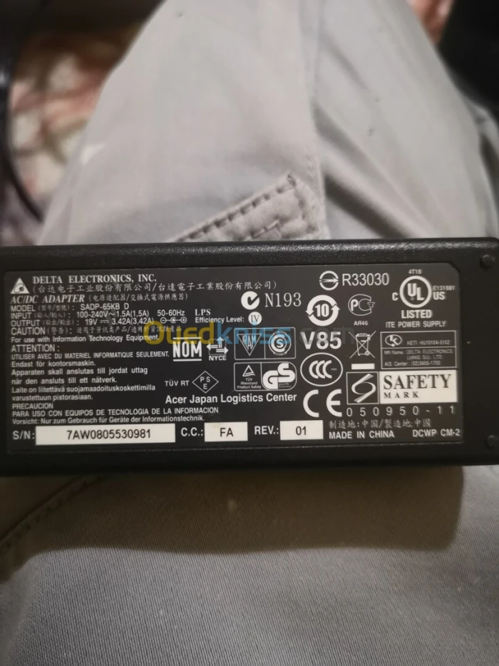 AC Adapter Delta Electronics SADP-65KB D 19V 3.42A 65W compatible brand ACER