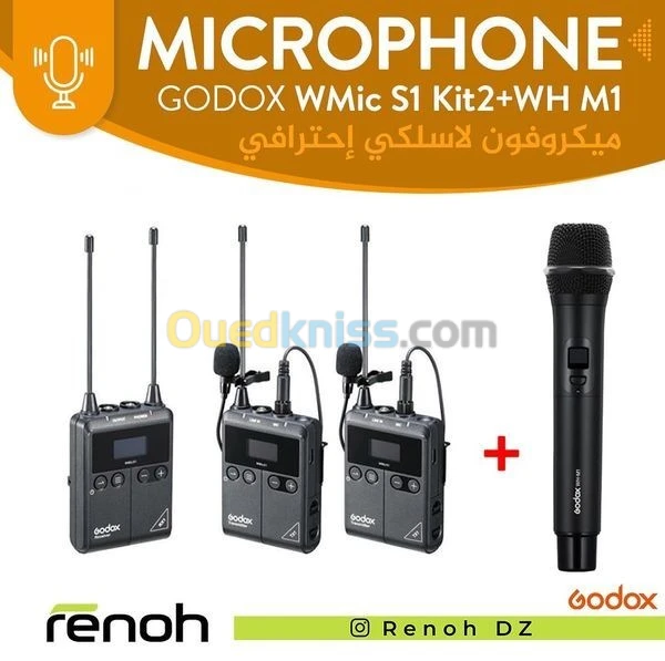 Microphone sans fil avec microphone à main GODOX Wmic S1 kit2 + WH M1