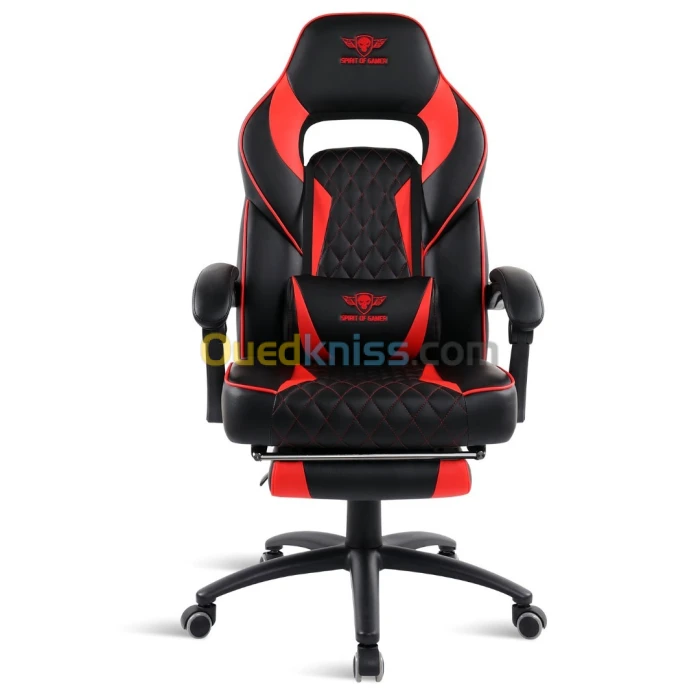 Siège SPIRIT OF GAMER MUSTANG ROUGE - SOG-GCMRE En similicuir pour gamer - Repose-jambes