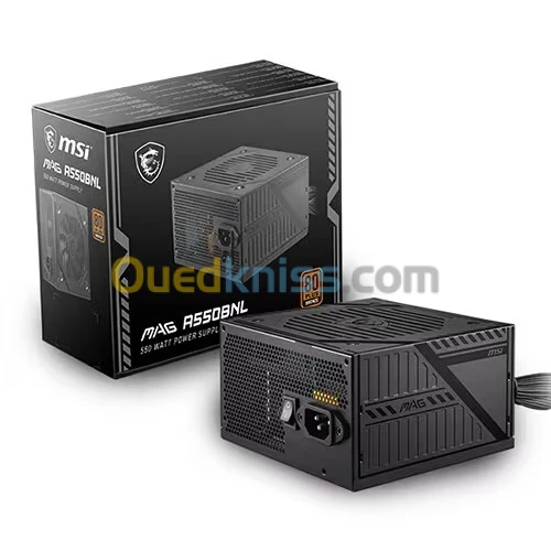 MSI MAG A550BNL ALIMENTATION 550W - 80 PLUS BRONZE - 120 MM SILENCIEUX - ATX/EPS - NOIR