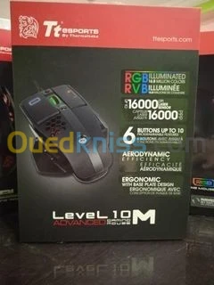 Tt eSPORTS by Thermaltake Level 10M Advanced - SOURIS FILAIRE POUR GAMER - 10 BOUTONS - 16000 DPI